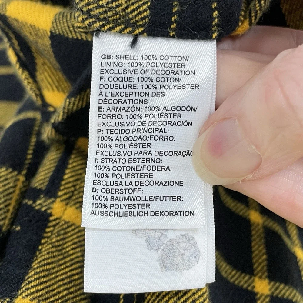 The North Face Arroyo Flannel Button Up Shirt Men M Yellow Black Gorpcore Hiking